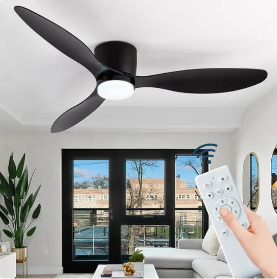 IRALAN Ceiling Fan With Light 6-speed choice Reversible DC motor 3CCT with remote control Whisper Easy Install black/White/Wood