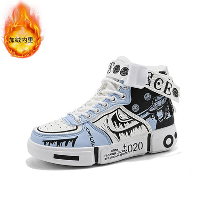 Boys High-Top Sneakers – Waterproof Leather Upper Shoes With Buckle Strap 2025 Autumn Winter