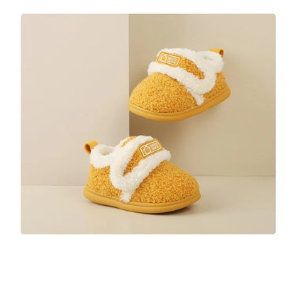 Cotton Slippers Kids - Warm Indoor Shoes With Soft Sole & Anti Slip TPR Outsole