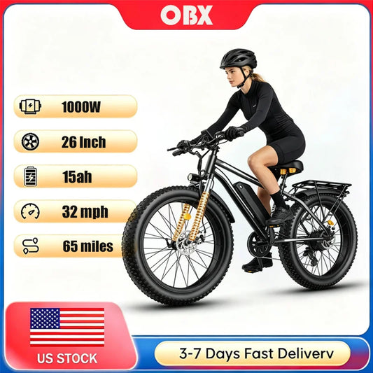 26 Inch Adult E-Bike 1000W Brushless Motor Electric Bicycle 48V15AH Battery Road & Off-road Mountain Ebike