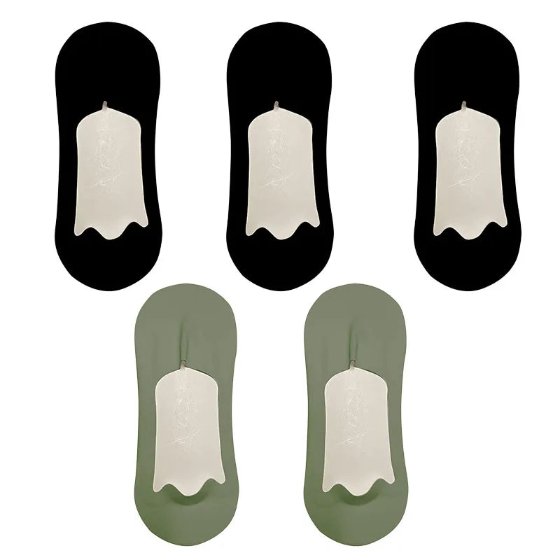 5pairs Men's Cotton Socks Summer Breathable Ultra-thin No Show Ice Silk Sock Silicone Non-slip Bottom Absorb Sweat Men Boat Sock