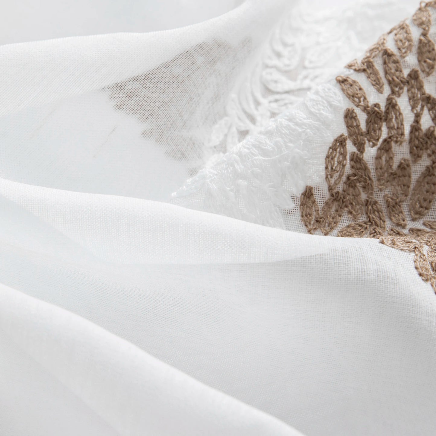 Long Sheer Curtain - Embroidered Voile Curtain Panels with Rod Pocket for Bedroom & Living Room