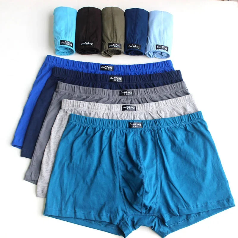 5 Pack 100% Cotton Boxer Briefs for Men 6XL Big & Tall Breathable Underwear with Anti-Ride Up Soft Printed Boxers Shorts
