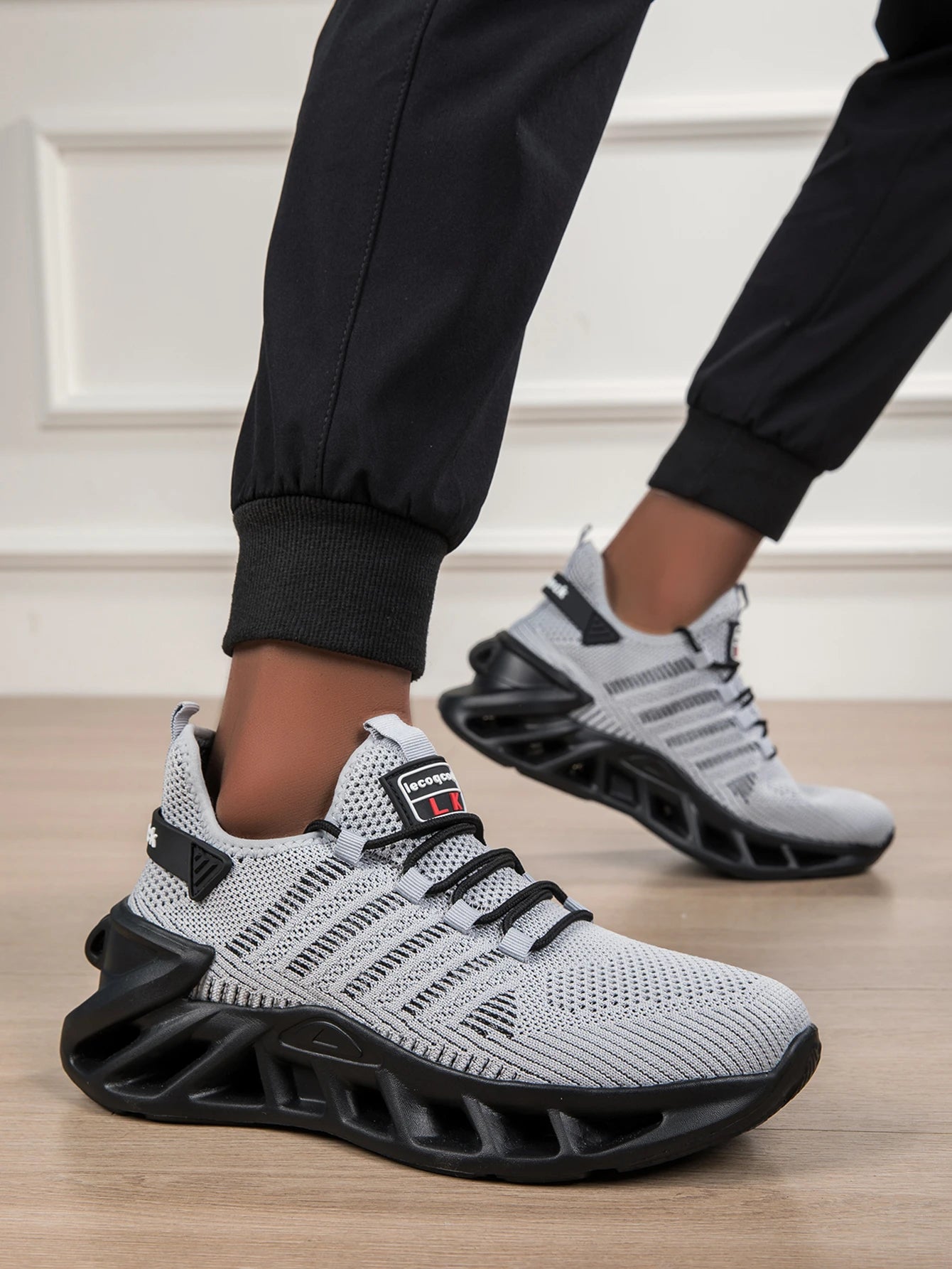 Men's Fashion Versatile Comfortable Lace-up Sports Casual Shoes, Mesh Shoes, Simple Striped All-Season Thick-Soled Trendy Sports