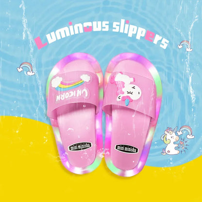 Kids Unicorn Slippers – Cute Cartoon Animal Light Up Shoes for Toddlers