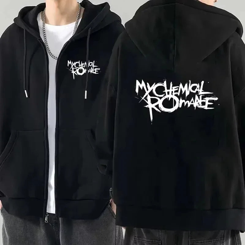 Women Fashion Hoodie Jacket Coat My Chemical Romance Band (MCR) Dead Zip Hoodie Top Loose Black Parade Punk Gothic Rock Zip