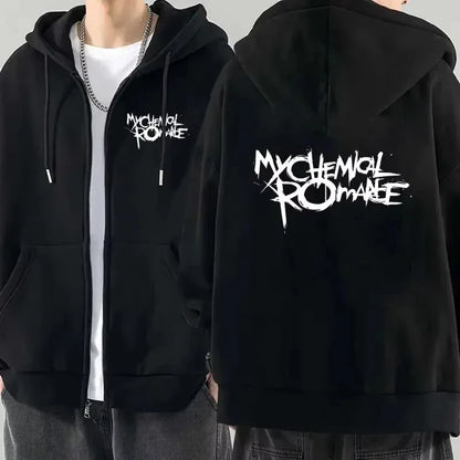 Women Fashion Hoodie Jacket Coat My Chemical Romance Band (MCR) Dead Zip Hoodie Top Loose Black Parade Punk Gothic Rock Zip