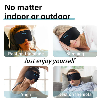 Soft Bluetooth Sleep Mask Wireless Headphones for Sleep Travel Meditation Side Sleeper Blackout Eye Mask Washable Adjustable