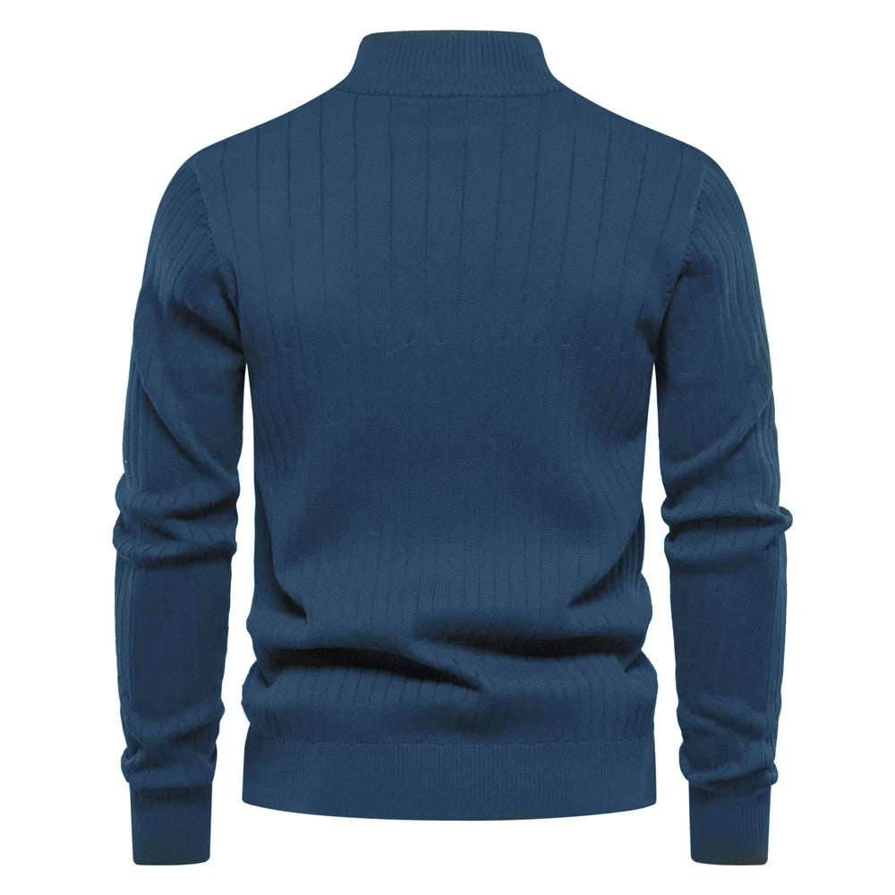 2023 New Autumn Zipper Pullover Sweaters for Men High Quality Warm Winter Stand Collar Cotton Knitted Sweater Men