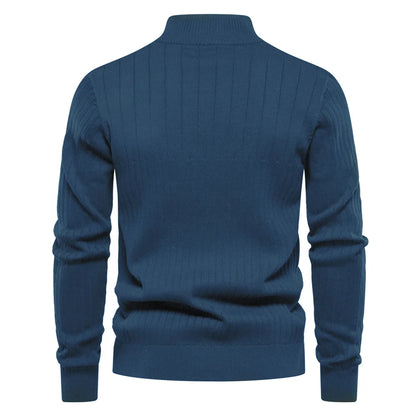 2023 New Autumn Zipper Pullover Sweaters for Men High Quality Warm Winter Stand Collar Cotton Knitted Sweater Men
