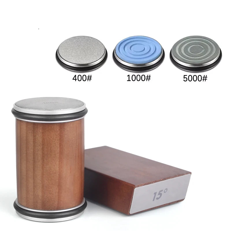 Rolling Knife Sharpener Kit – Diamond Stone with 15°/20° Angles & Magnetic Holder
