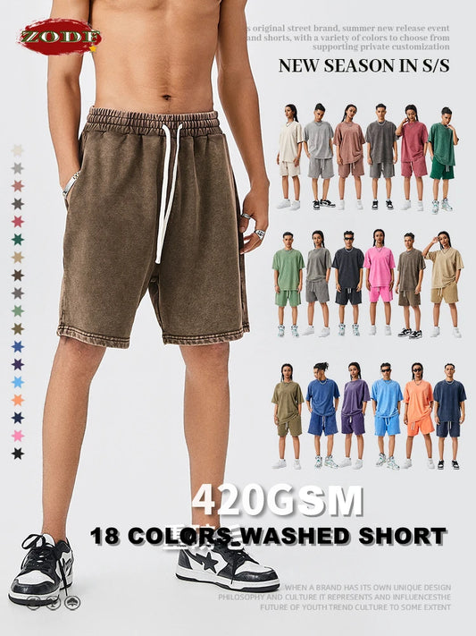 Cotton Shorts Men - Loose Fit Batik Washed Heavy Weight Knee Length Casual Spring Bottoms