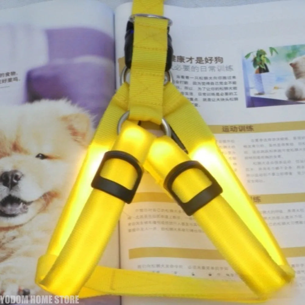 Fashion LED Electronic Pet Harness Nylon Dog Accessories Flashing Light Pet Leash Rope Belt Dog Glowing Vest Pet Supplies