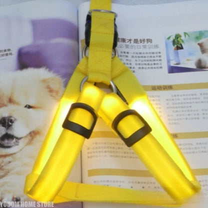 Fashion LED Electronic Pet Harness Nylon Dog Accessories Flashing Light Pet Leash Rope Belt Dog Glowing Vest Pet Supplies