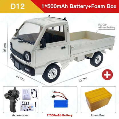 WPL D12 RC Car - 110 Drift  Climb Truck with LED Lights for Kids
