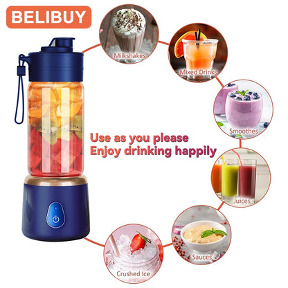 Portable Electric Blender - 600ML USB Rechargeable Fruit Mixer  Smoothie Maker