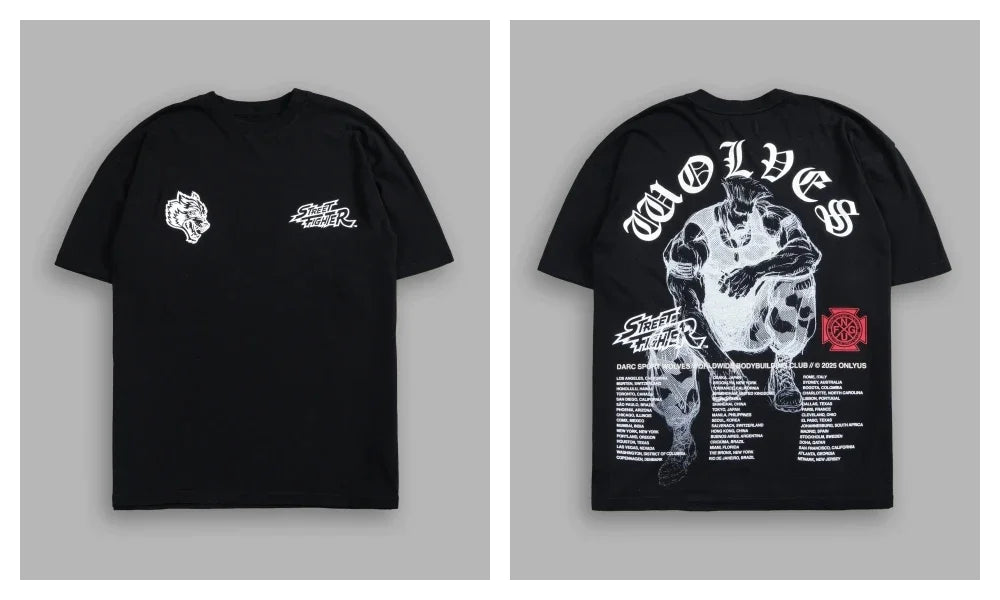 WOLVES CLUB STABILITY "PREMIUM" OVERSIZED TEE IN BLACK Summer Men's and Women's T-shirt Fashion Loose Printed Tops