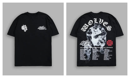 WOLVES CLUB STABILITY "PREMIUM" OVERSIZED TEE IN BLACK Summer Men's and Women's T-shirt Fashion Loose Printed Tops
