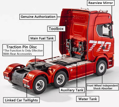 HUINA 1501 770S RC Tractor Truck - 118 Scale Alloy Engineering Vehicle with Lights and Sounds - ZOOMNSTORE