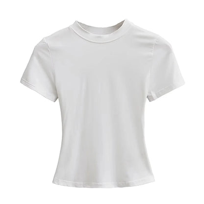 Women's Slim T-Shirt – Casual Solid Y2K Short-Sleeve Top