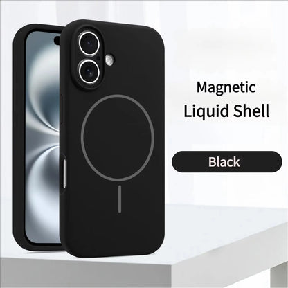 Magnetic Original Liquid Silicone Phone Case For iPhone 15 14 16 Plus 12 13 16 17 Pro Max Funda For Magsafe Protector Soft Cover
