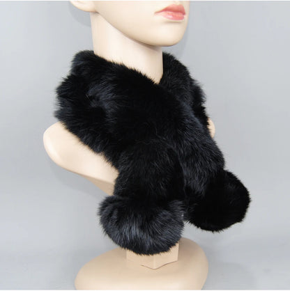 Rabbit Fur Scarf - Genuine Real Natural Fur Muffler for Women Winter Warmth
