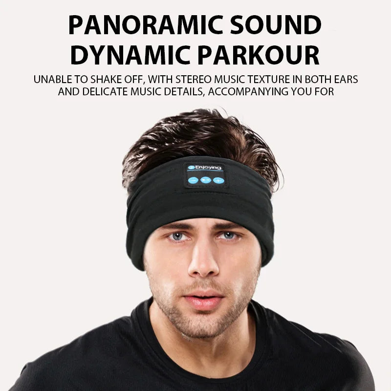 Wireless Bluetooth Headband Earphones Sports Fitness Yoga Headband Headset Elastic Soft Sleeping Smart Music Eye Mask Headphones