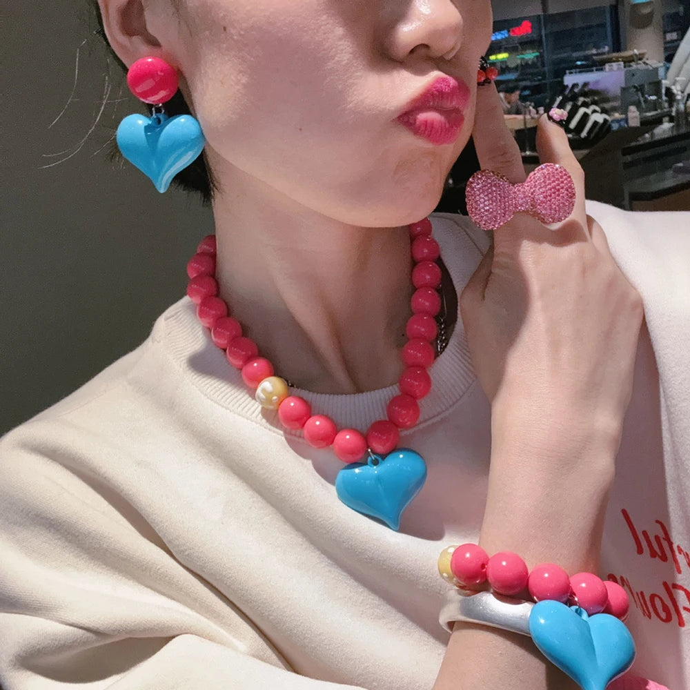 Fashionable Summer Pendant Necklace Simple And Elegant Bracelet Sweet Necklace New Heart-Shaped Jewelry Accessory