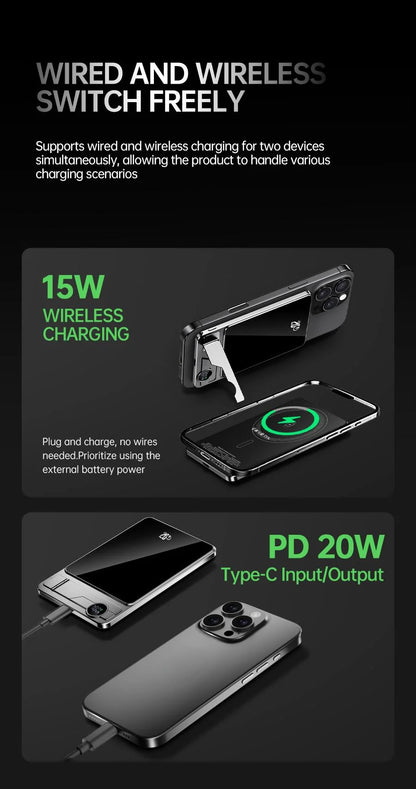 Ultra-thin Magnetic Power Bank Wireless Fast Charging Portable Battery for Apple Watch iPhone Samsung for Magsafe Powerbank