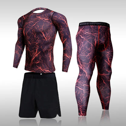Men's Compression Gym Tights - Muscle Support Workout Pants | Quick Dry Sportswear Set