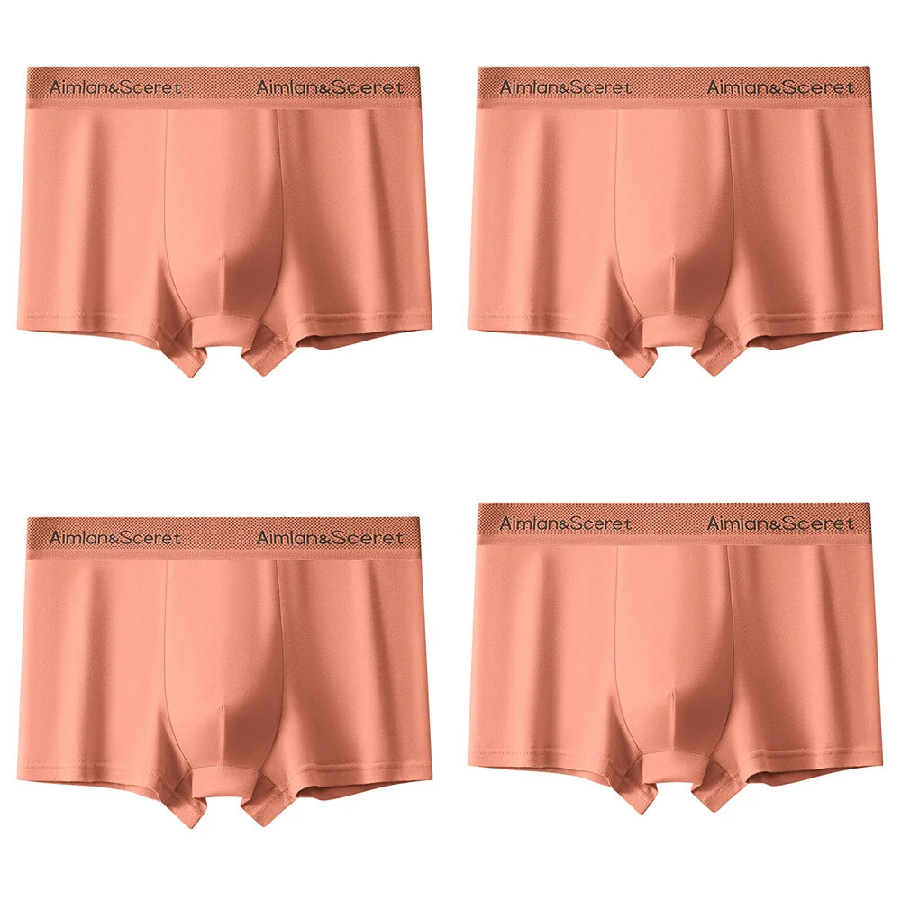 4Pcs Men Underwear Sporty Boxers Plus Size Youth Boxer Shorts Comfortable Breathable Flat Pants Men's Square Panties Briefs Gift