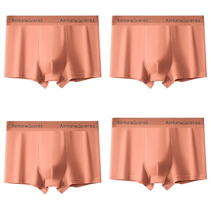 4Pcs Men Underwear Sporty Boxers Plus Size Youth Boxer Shorts Comfortable Breathable Flat Pants Men's Square Panties Briefs Gift