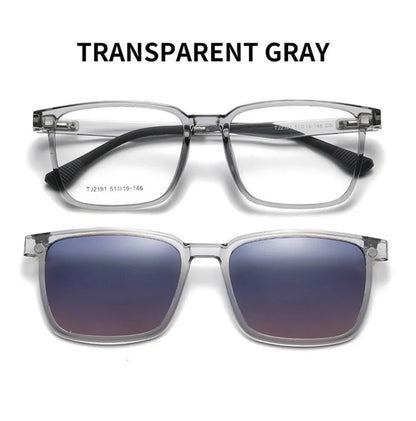Magnetic Clip-On Glasses – Polarized Prescription Sunglasses with TR90 Frame for Men Women