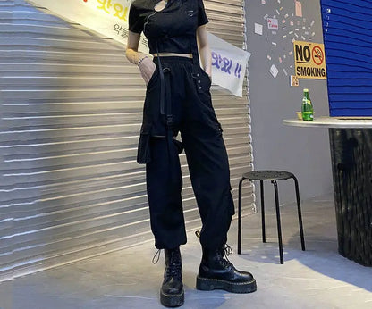 Women Y2K Streetwear Cargo Pants Vintage Fashion High Waist Baggy Trousers Female Loose Sweatpants Wide Leg Joggers Trousers