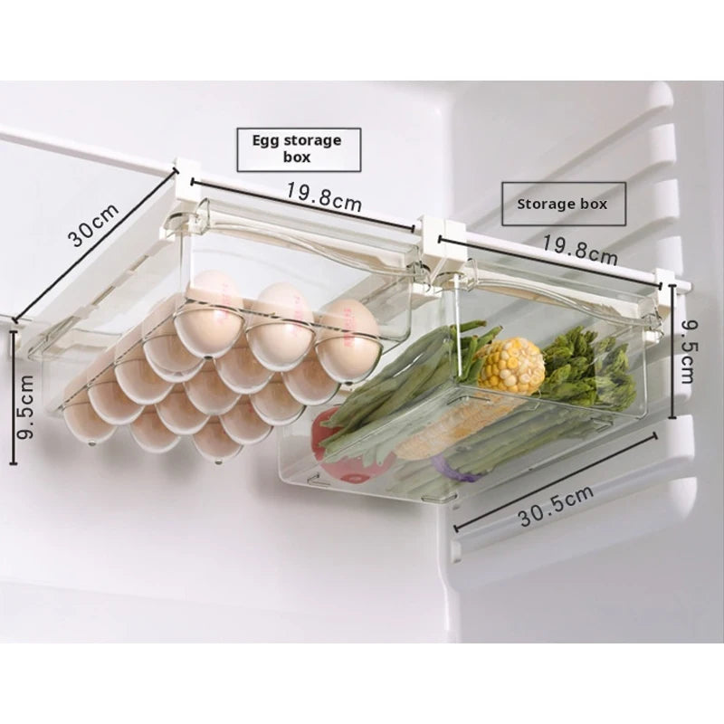 Refrigerator Egg Storage Box - Drawer Style Plastic Egg Holder and Fresh-Keeping Food Rack