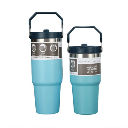 New American Simple Solid Color Stainless Steel Thermos Portable Car Easy To Carry Water Cup Thermal Insulation Cold Ice Cup
