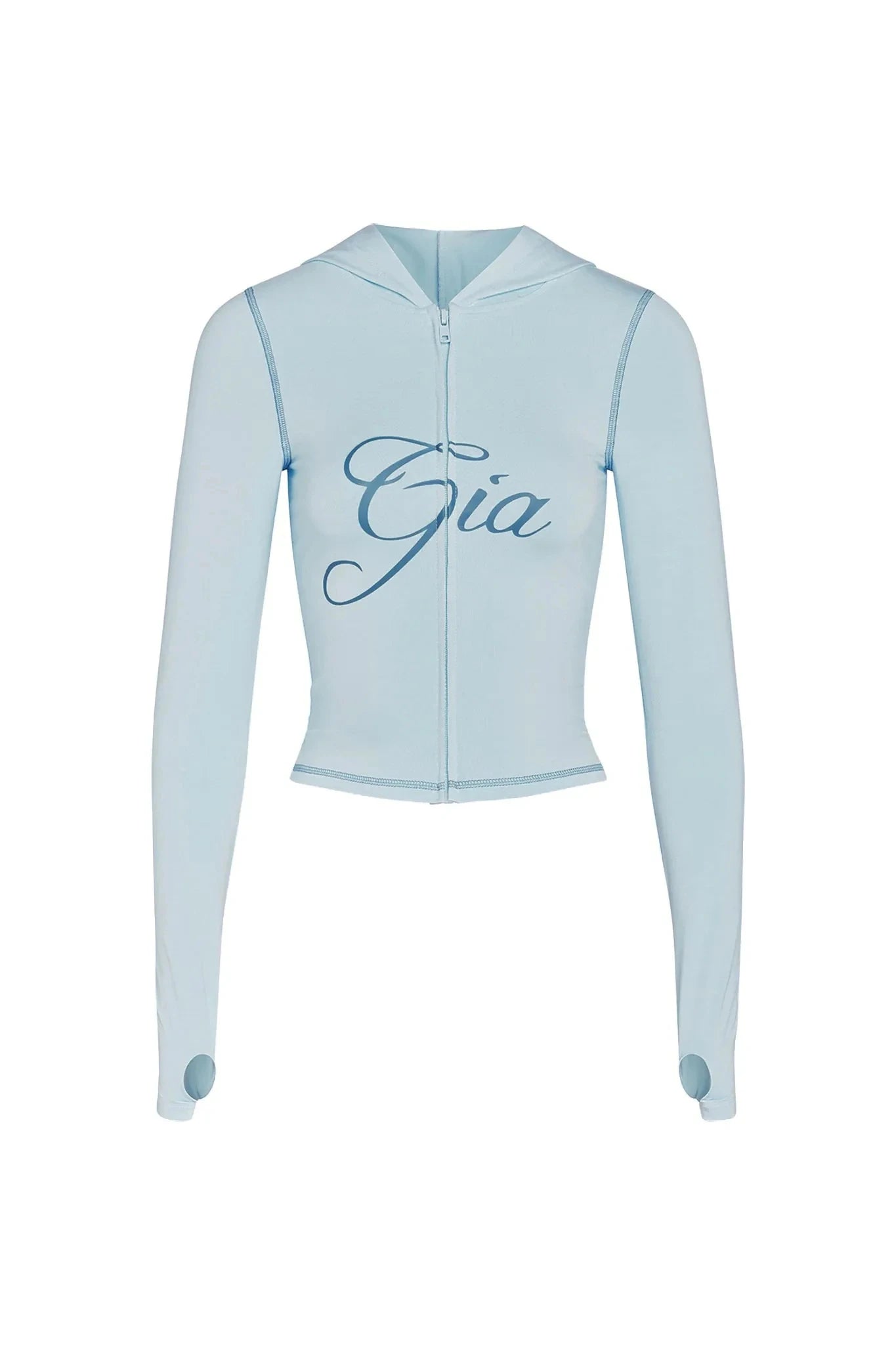 Gia neon pink regular shoulder slim-fit letter print topstitching design slim-fit hooded zip-up short jacket and pants set