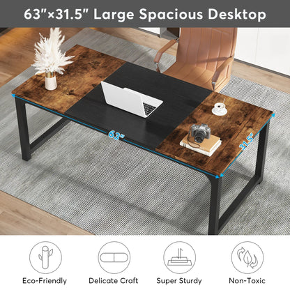 Large Office Desk | Modern Computer Desk - Spacious Writing Workstation for Home Office
