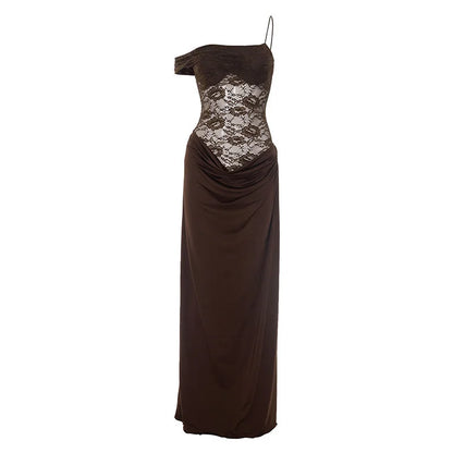 Sexy Maxi Dress – Women's Lace See Through Sleeveless Backless Club Gown