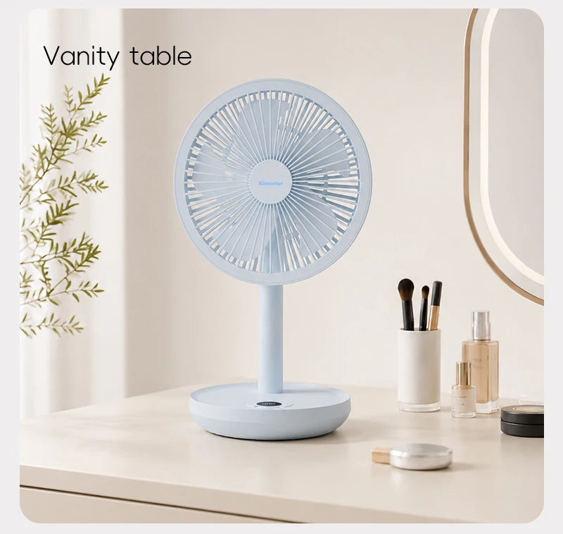 BLDC Oscillating Desktop Fan 4000mAh 5 Wind Speeds Silent Portable Rechargeable Fan with Timing Function for Home Room Gift