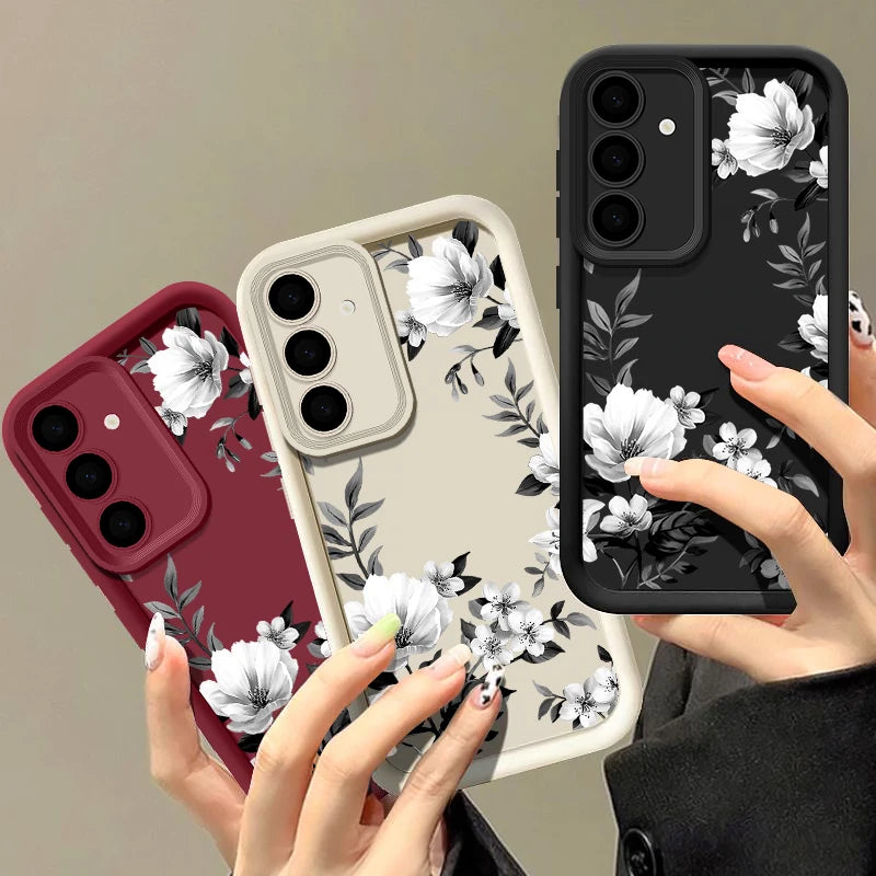 Flowers Print Soft Case For Samsung Galaxy A57 A37 A27 A56 A16 A17 A15 A55 A54 A26 A36 S26 S24 S23 S22 Ultra S25 FE Phone Cover