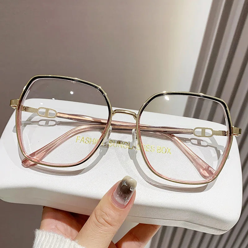 Anti Blue Light Glasses – Oversized Polygonal Frames with Transparent Acrylic Lenses