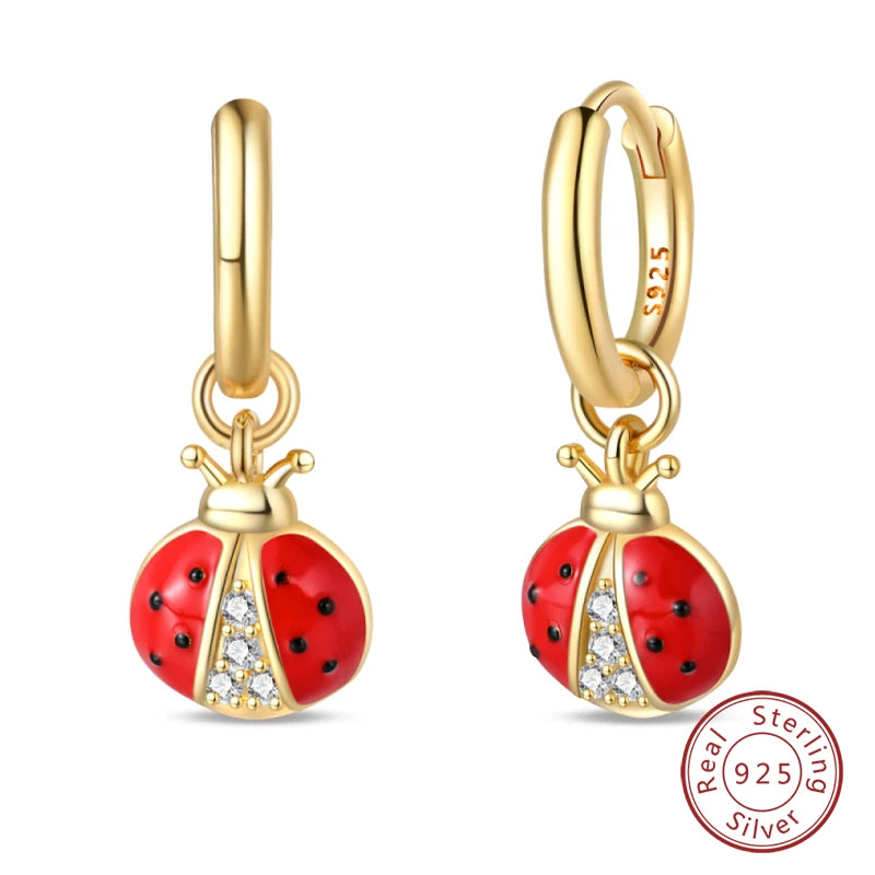 Silver Gold Pearl Earrings - 925 Sterling Silver Bee Star Moon Design Studs