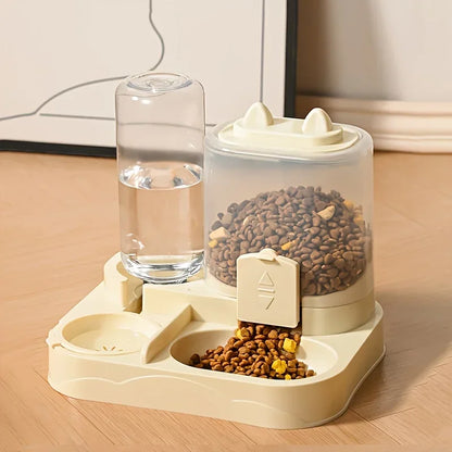 Ww-Durable Plastic 2-in-1 Automatic Pet Feeder Water Dispenser Large Capacity Food Water Bowl For Cats Dogs