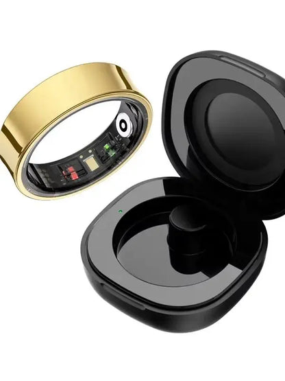 Smart Ring Men Women With Charging Case,Heart Rate Blood Oxygen,Skin Temperature Monitor,5ATM Waterproof For Android iOS