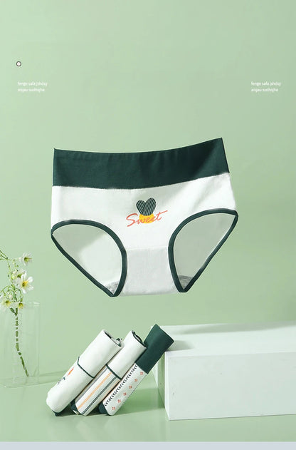 4Pcs/Set High Waist Cotton Panties Women Body Shaper Underwear Fashion Print Panty Girls Briefs Seamless Female Lingerie