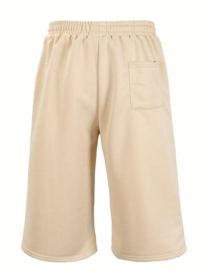 Men's Loose Street Style 7/8 Length Shorts Summer Casual Sports Elastic Waistband Pleated Hem Strong Draped Look