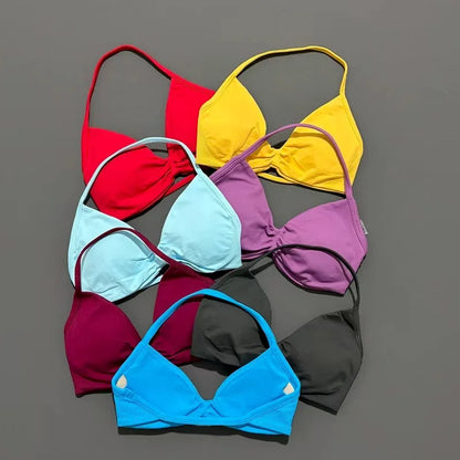Impact Sports Bra - Seamless Yoga Halter Top for Women | High Support Fitness Workout Bra
