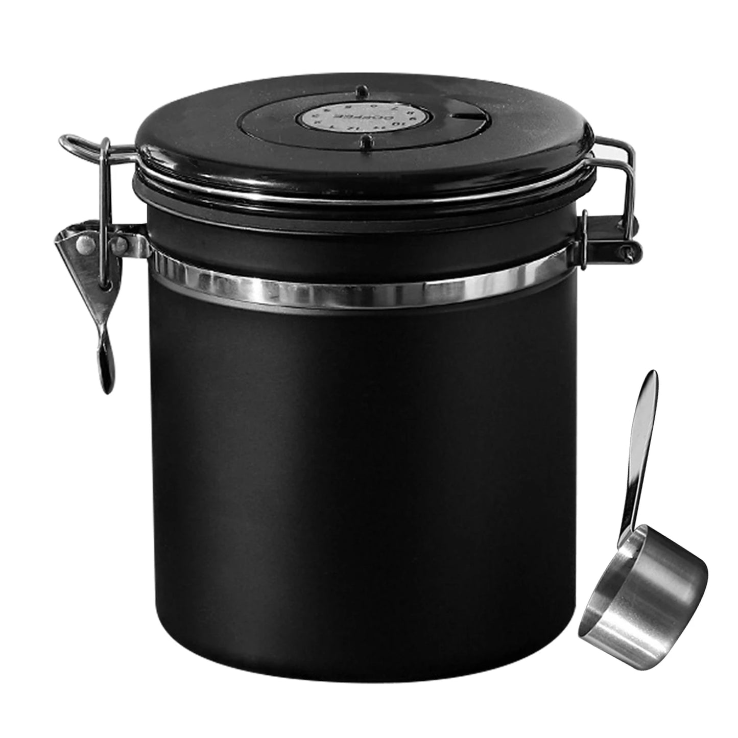 Airtight Stainless Steel Coffee Bean Container - Vacuum Sealed Kitchen Storage Jar - ZOOMNSTORE