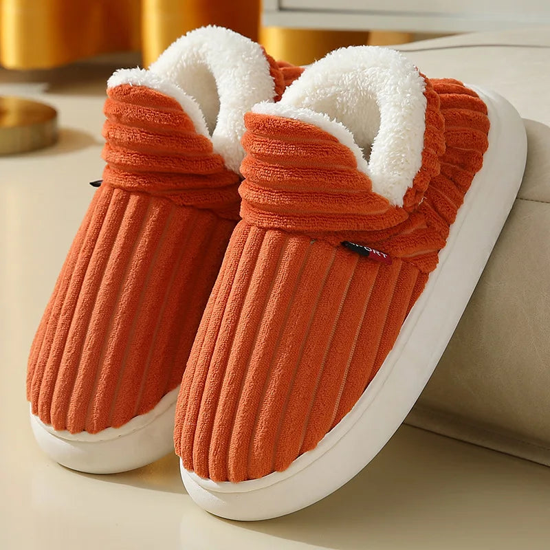 Mens Plush Indoor Slippers - Soft Fluffy Cotton House Shoes